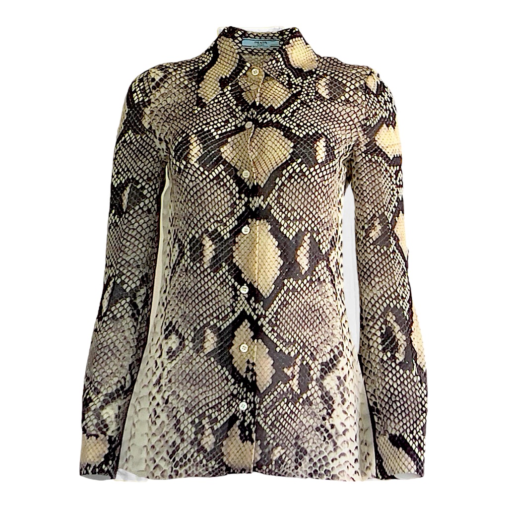 Prada Python Print Silk Top